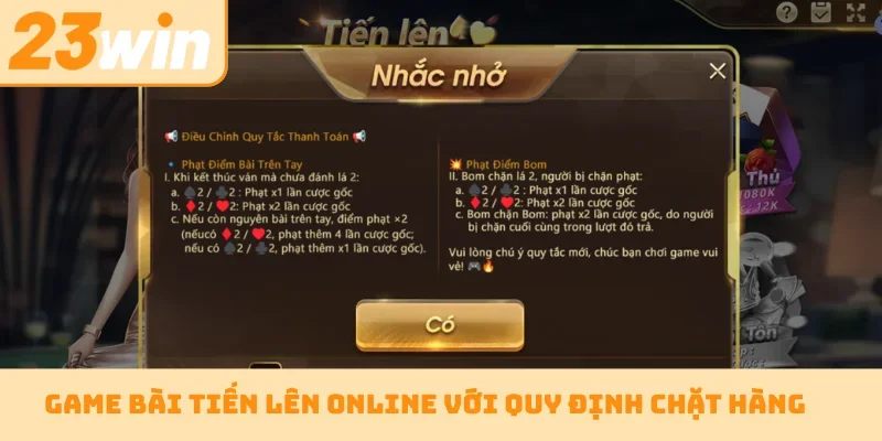 Game bài tiến lên online với quy định chặt hàng